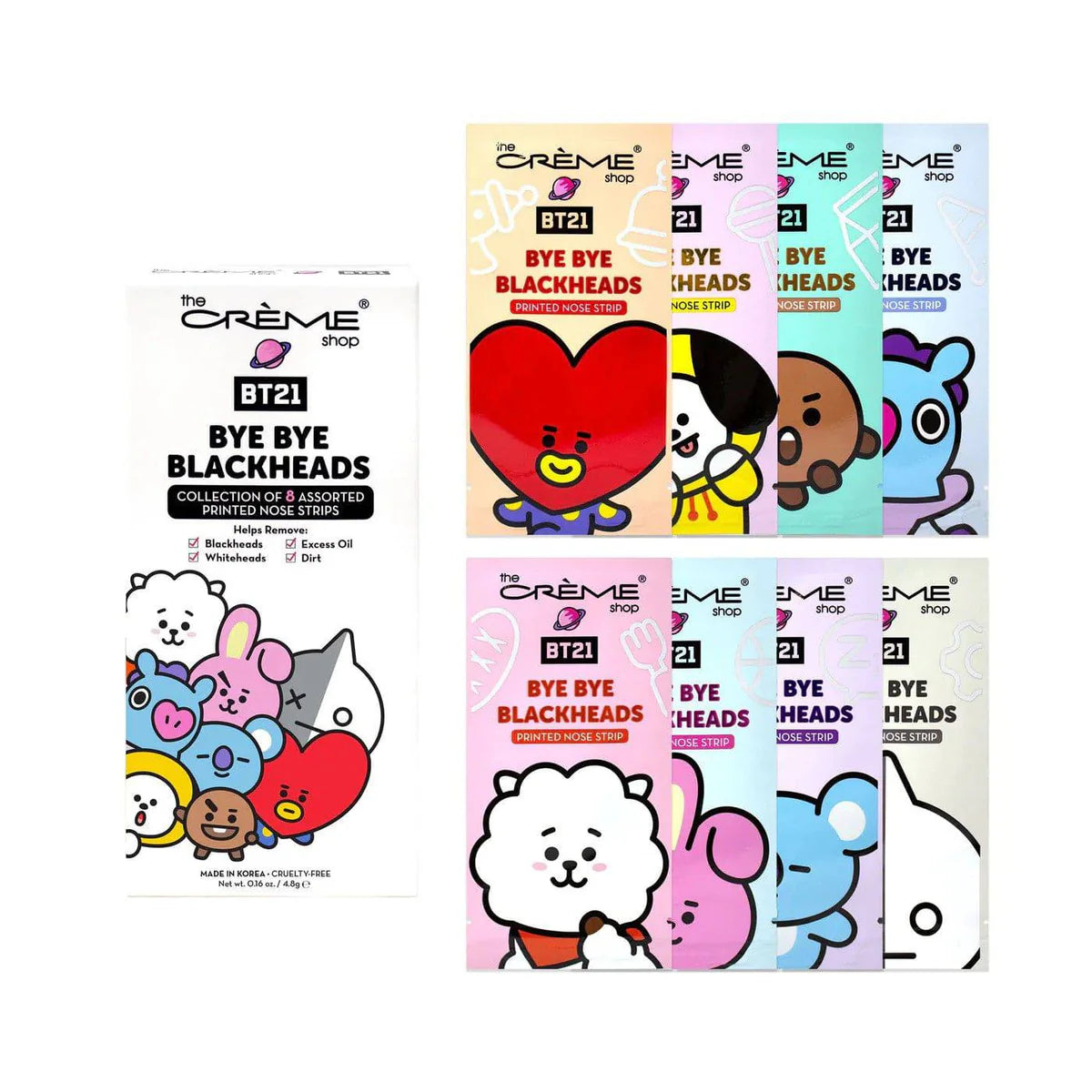 BT21 Byebye Blackheads/Pore Strips 8pcs